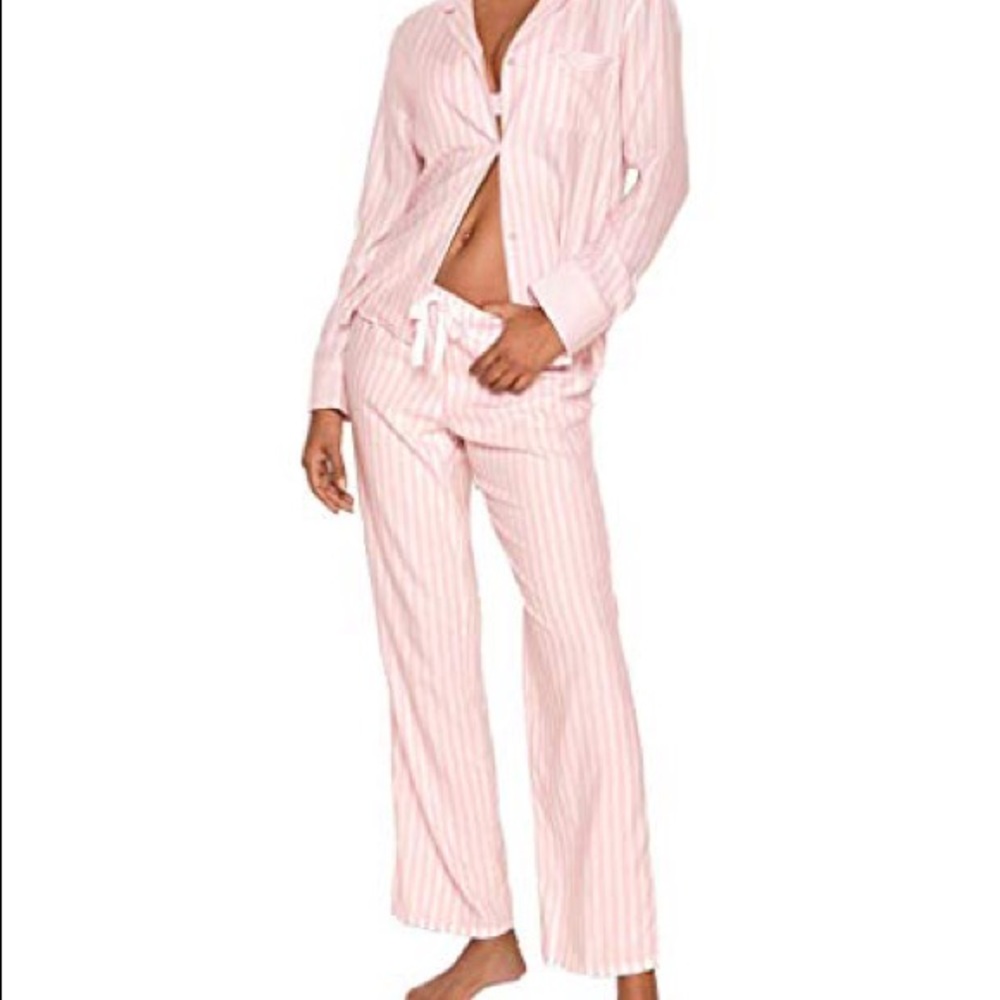 Victoria’s Secret Pink Striped Flannel Pajama Set